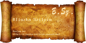 Bliszka Szilvia névjegykártya